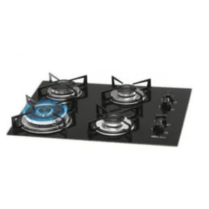 ANAFE FISCHER 4H A GAS TRIPLE LLAMA, VIDRIO NEGRO (9788-62183)