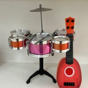 BATERIA ROSA Y GUITARRA DE JUGUETE KIT MUSICAL - XY-3349-RS