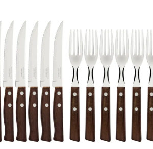 JUEGO DE CUBIERTOS P/ASADO TRAMONTINA 12 PIEZAS CUCHILLO+TENEDOR MADERA - T22299A